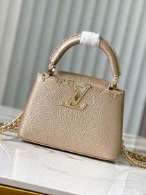 Louis vuitton original calfskin capucines mini handbag M48865 gold