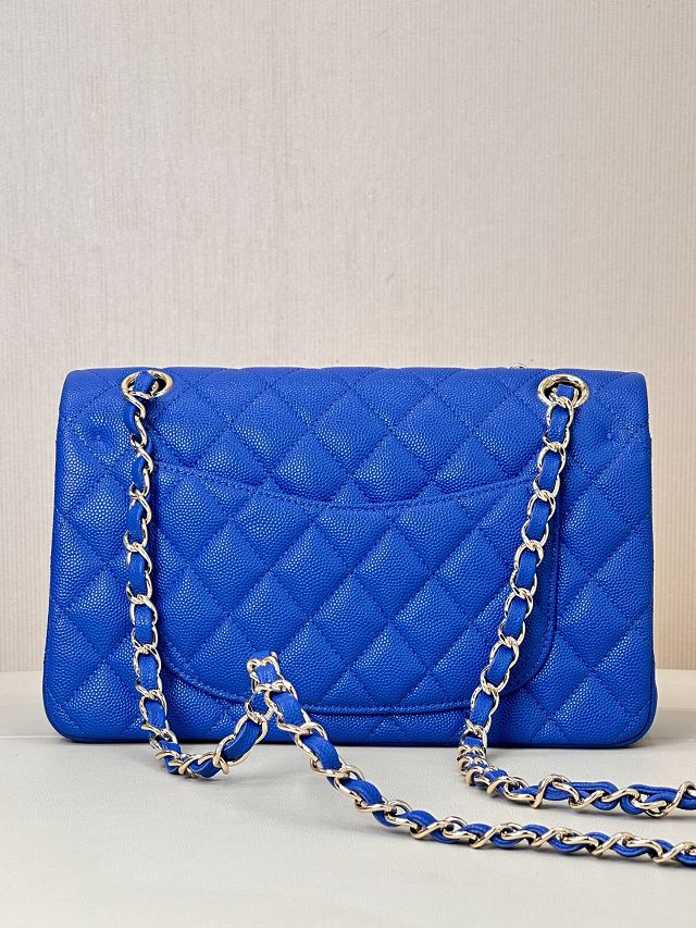 CC original grained calfskin medium flap bag A01112 blue