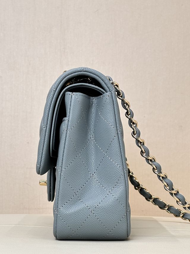 CC original grained calfskin medium flap bag A01112 light blue