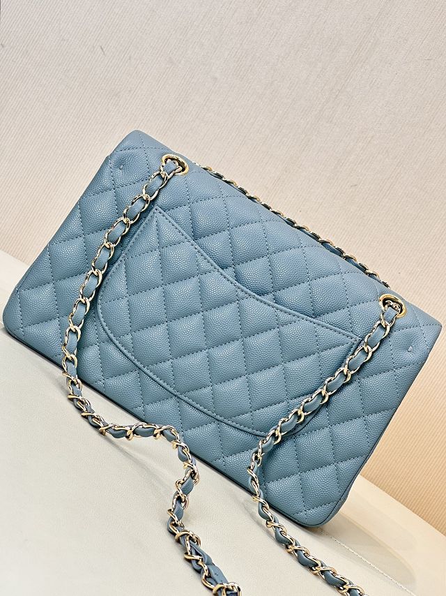 CC original grained calfskin medium flap bag A01112 light blue