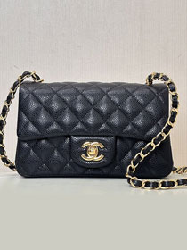 CC original grained calfskin mini flap bag A69900 black