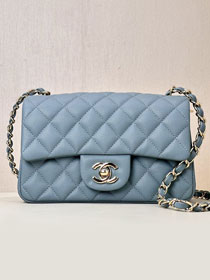 CC original grained calfskin mini flap bag A69900 blue