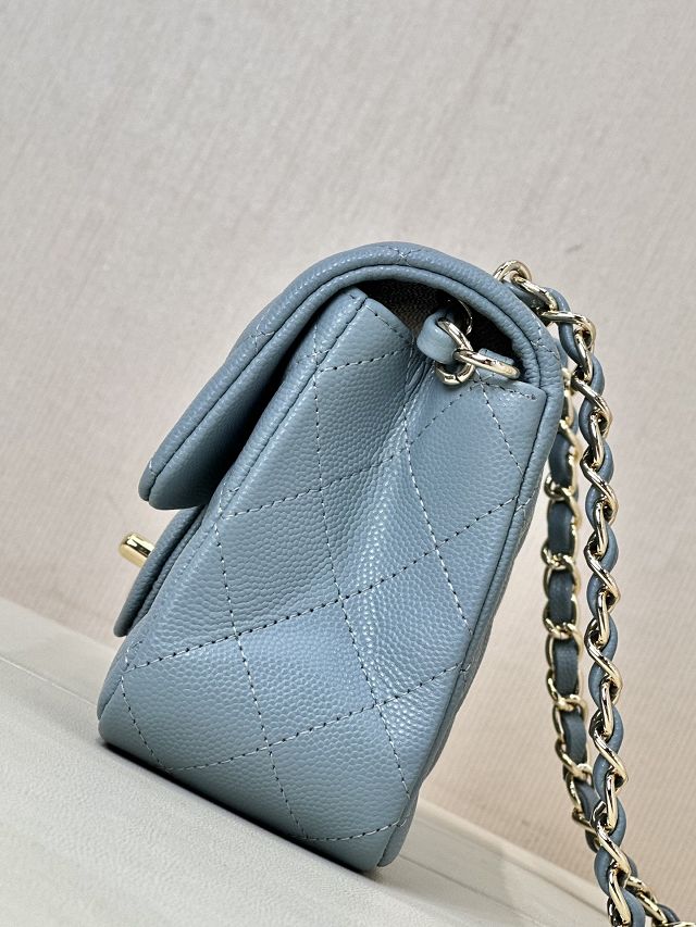 CC original grained calfskin mini flap bag A69900 blue