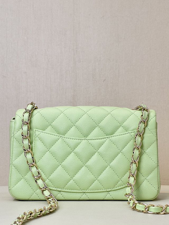 CC original grained calfskin mini flap bag A69900 green