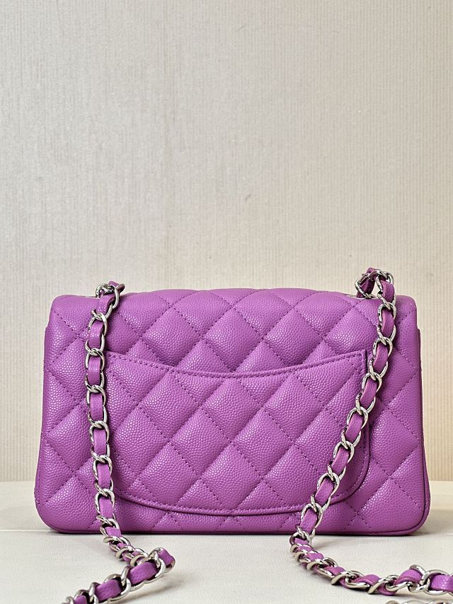 CC original grained calfskin mini flap bag A69900 purple