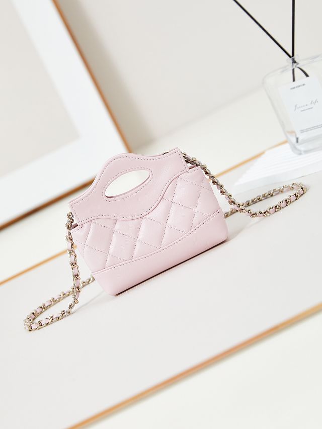 CC original lambskin clutch with chain AP3875 light pink