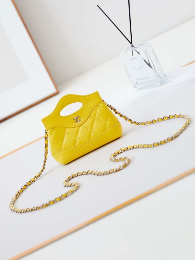 CC original lambskin clutch with chain AP3875 yellow