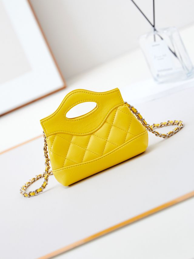 CC original lambskin clutch with chain AP3875 yellow