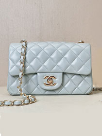 CC original lambskin mini flap bag A69900 light blue