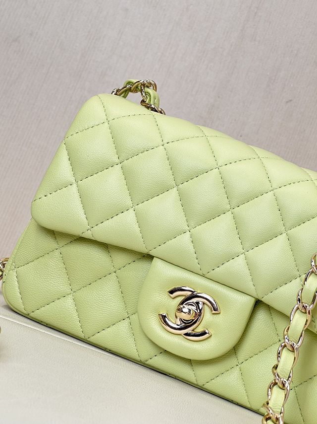 CC original lambskin mini flap bag A69900 light green