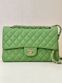 CC original grained calfskin medium flap bag A01112 green