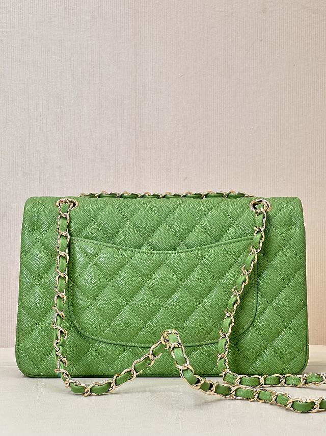 CC original grained calfskin medium flap bag A01112 green