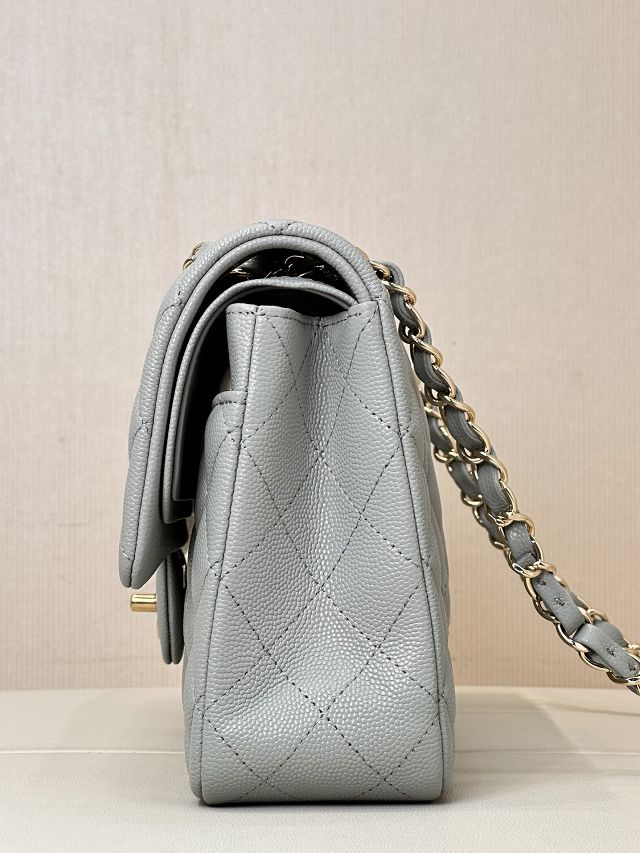 CC original grained calfskin medium flap bag A01112 grey