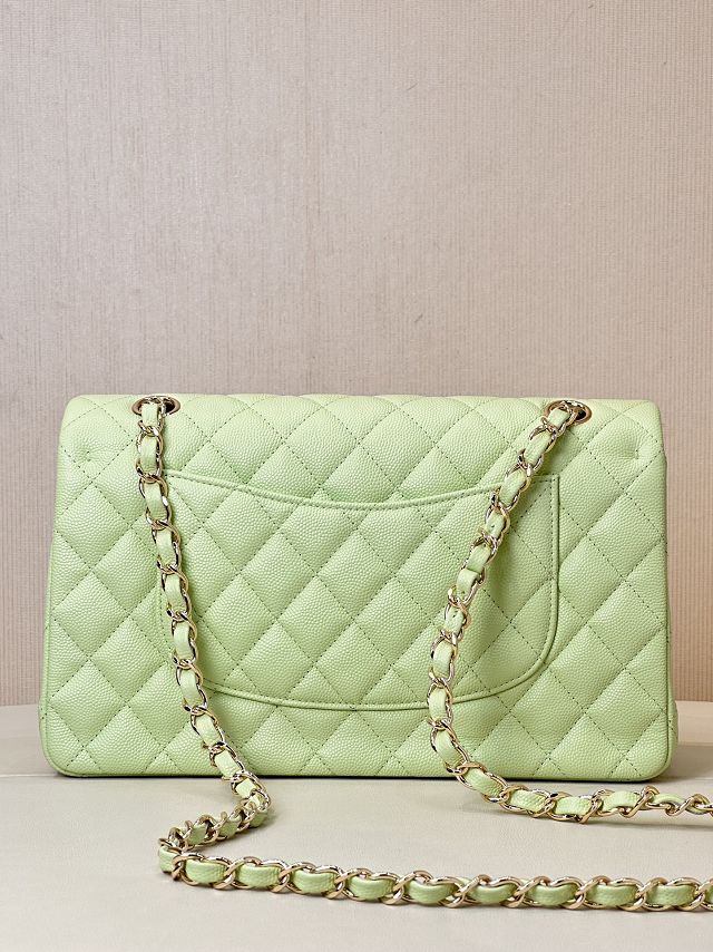 CC original grained calfskin medium flap bag A01112 light green