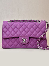 CC original grained calfskin medium flap bag A01112 purple