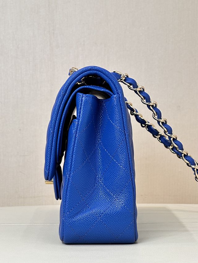 CC original grained calfskin small flap bag A01113 blue