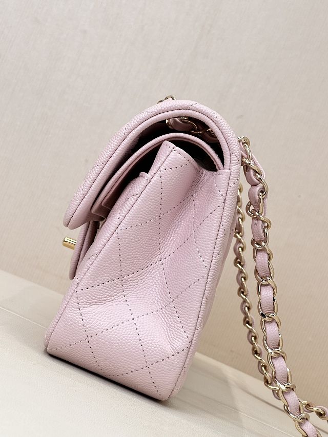 CC original grained calfskin small flap bag A01113 light pink