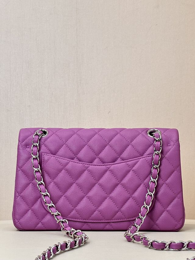 CC original grained calfskin small flap bag A01113 purple