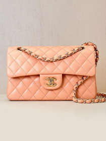 CC original lambskin small flap bag A01113 light coral