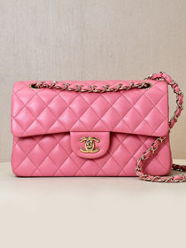 CC original lambskin small flap bag A01113 rose red