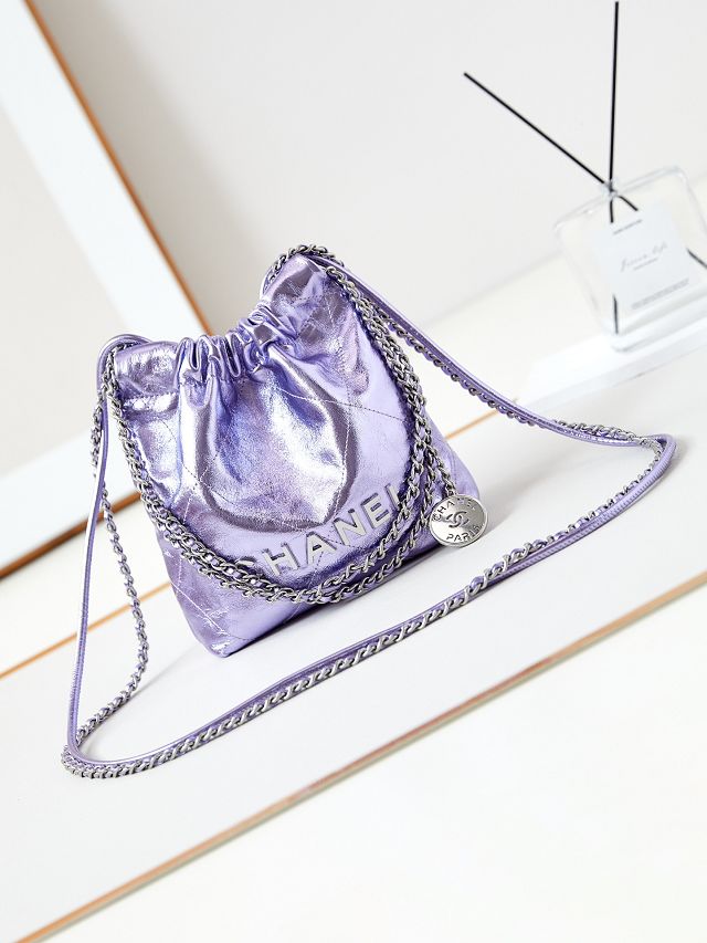 2024 CC original aged calfskin 22 mini handbag AS3980 purple