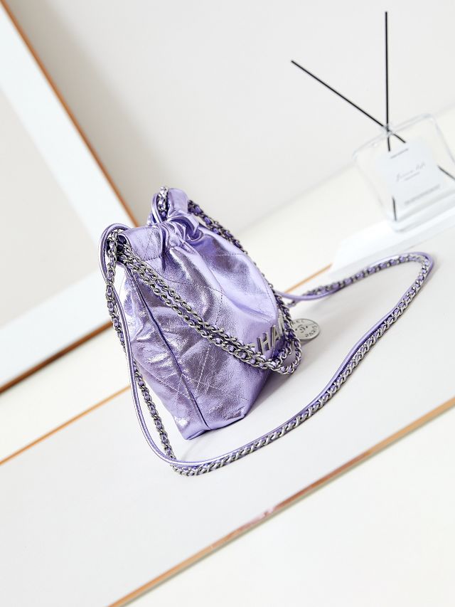 2024 CC original aged calfskin 22 mini handbag AS3980 purple