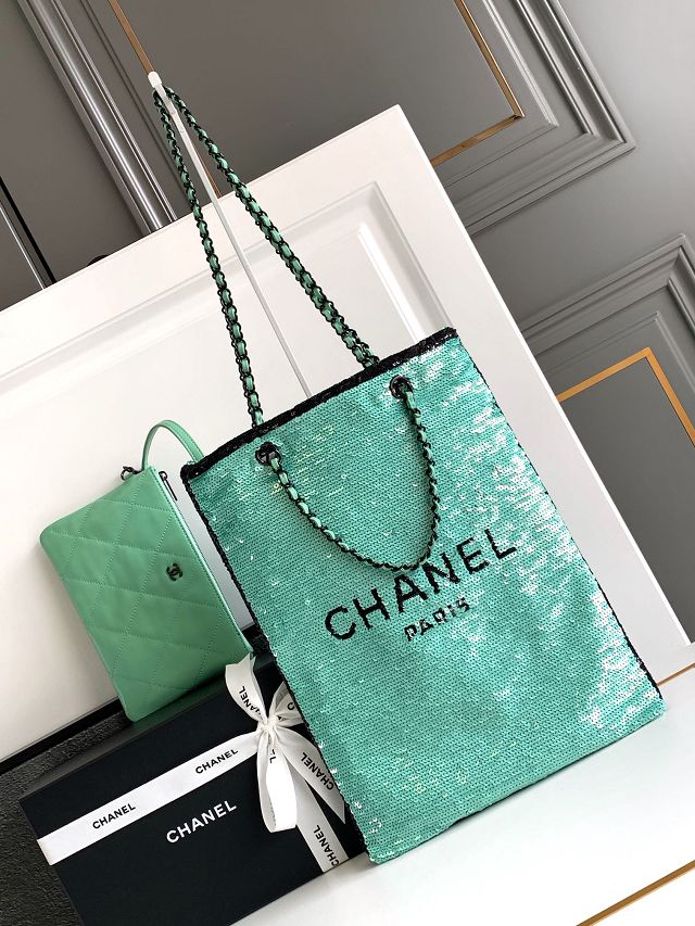 2024 CC original sequins tote bag AS4856 green