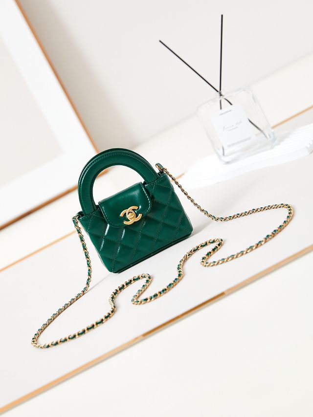 CC original calfskin clutch with chain AP3435 green