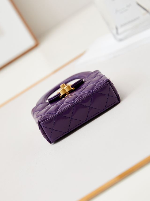 CC original calfskin clutch with chain AP3435 purple