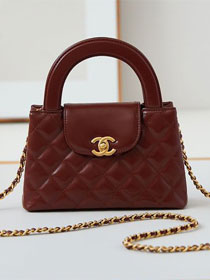 CC original calfskin mini shopping bag AS4416 dark brown