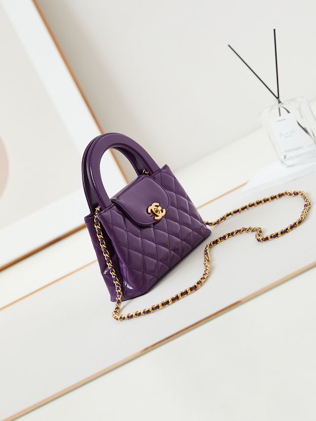 CC original calfskin mini shopping bag AS4416 purple