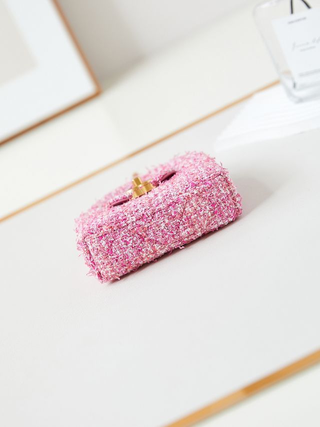 CC original tweed clutch with chain AP3435 pink