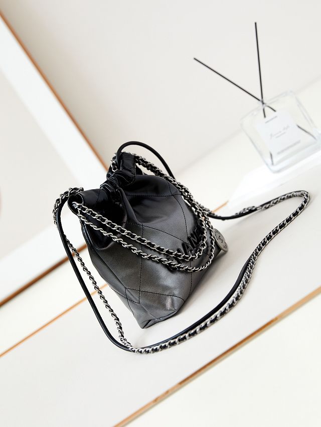 2024 CC original calfskin 22 mini handbag  AS3980 black&silver