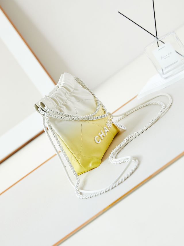 2024 CC original calfskin 22 mini handbag  AS3980 yellow&white