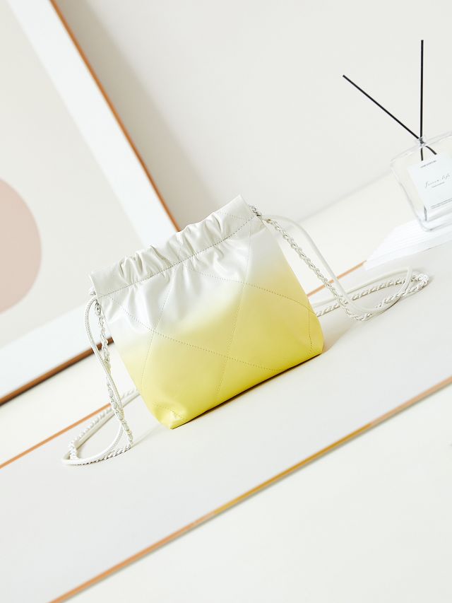 2024 CC original calfskin 22 mini handbag  AS3980 yellow&white