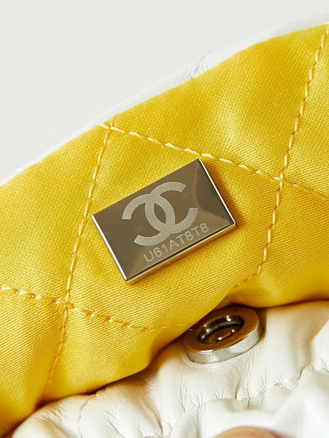 2024 CC original calfskin 22 mini handbag  AS3980 yellow&white