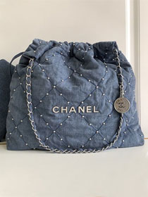 2024 CC original denim 22 medium handbag AS3261 blue