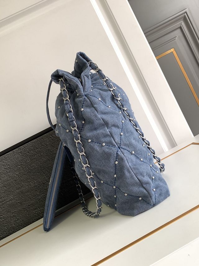 2024 CC original denim 22 medium handbag AS3261 blue