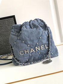 2024 CC original denim 22 mini handbag AS3980 blue