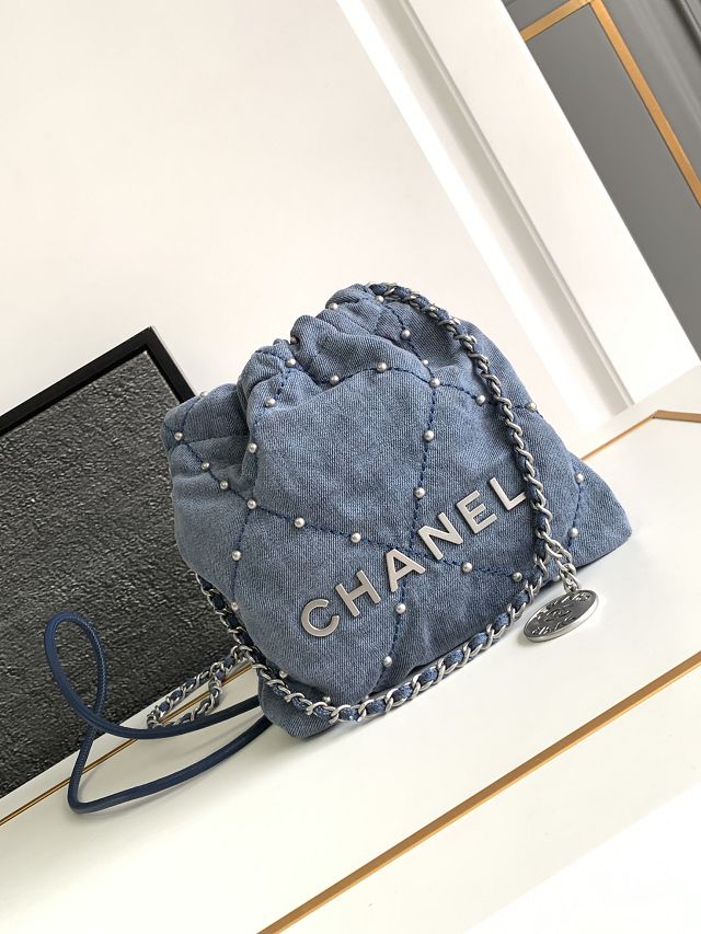 2024 CC original denim 22 mini handbag AS3980 blue