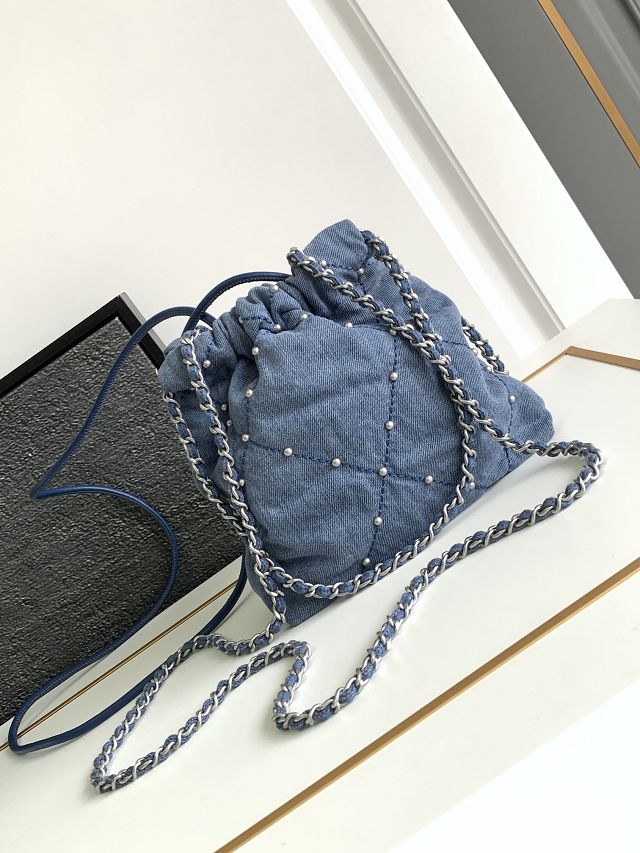 2024 CC original denim 22 mini handbag AS3980 blue