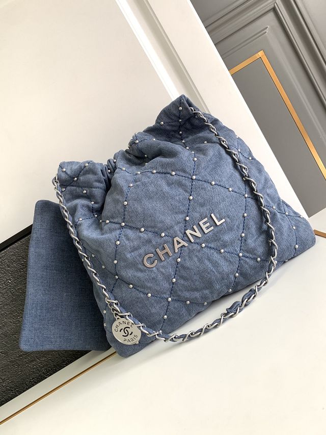 2024 CC original denim 22 small handbag AS3260 blue