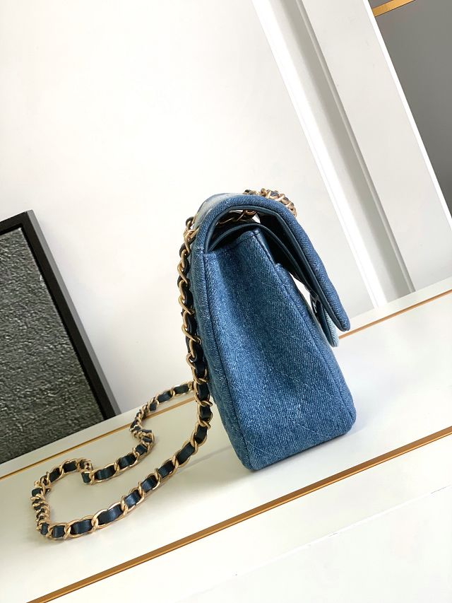 CC original denim medium flap bag A01112 blue