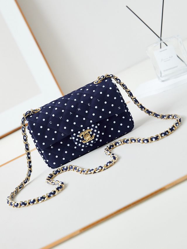 CC original fabric mini flap bag A69900 navy blue