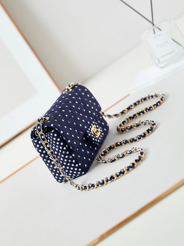 CC original fabric mini flap bag A69900 navy blue