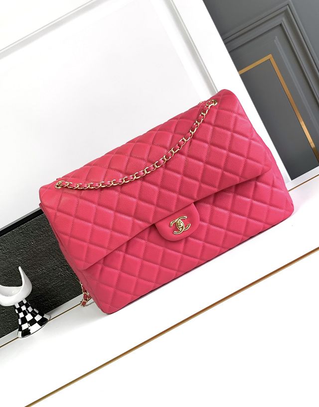 CC original grained calfskin maxi flap bag AS4661 rose red