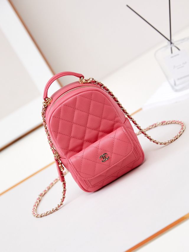 CC original grained calfskin mini backpack AP3753 rose red