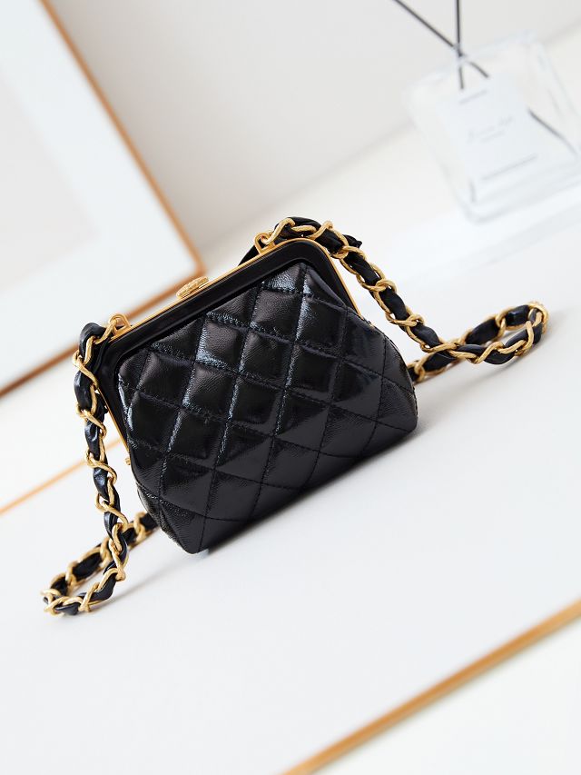 CC original lambskin clutch with chain AP4028 black