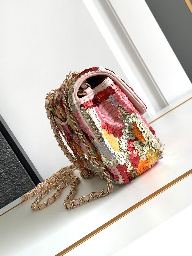 CC original sequins mini flap bag A69900 multicolor