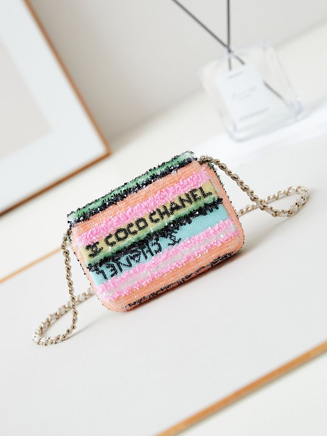 CC original sequins mini flap bag AS3268 multicolor